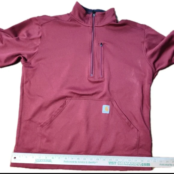 Carhartt Force Extremes Men's 1/2 Zip Pullover Sweatshirt Red Relaxed Fit Large - Picture 4 of 10